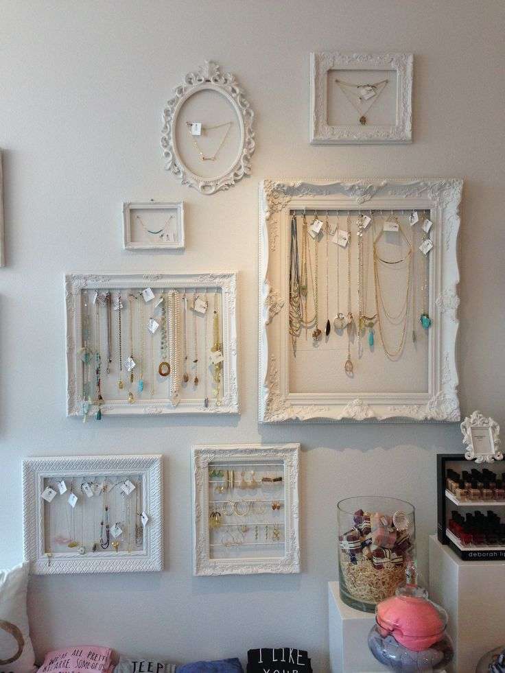 jewellery organiser from broken mirror