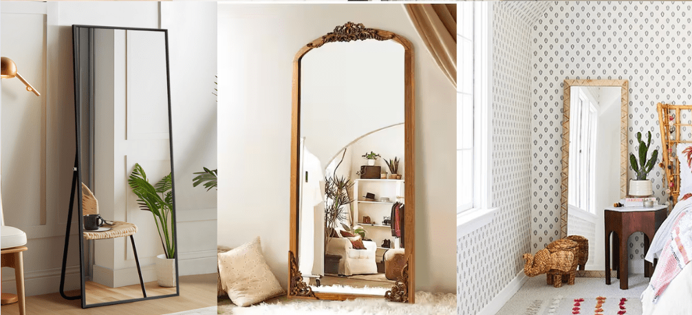 floor mirrors in bedroom