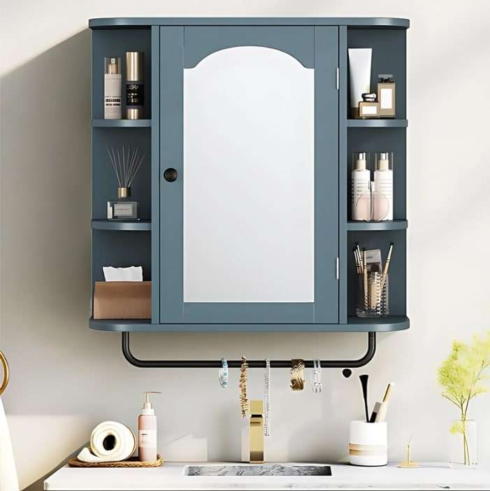 cabinet mirror in bathroom