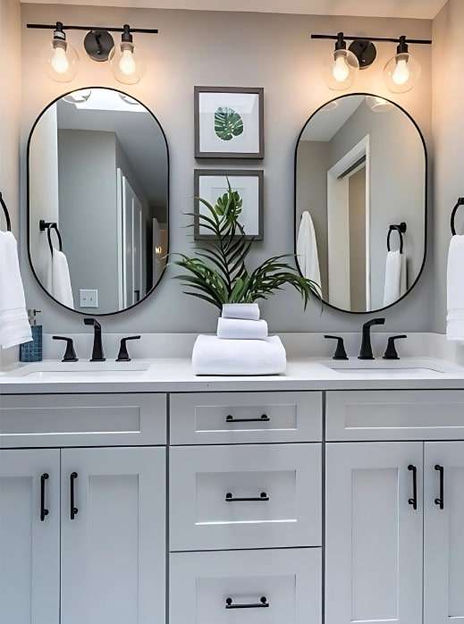 Double Vanity Mirrors in bathroom