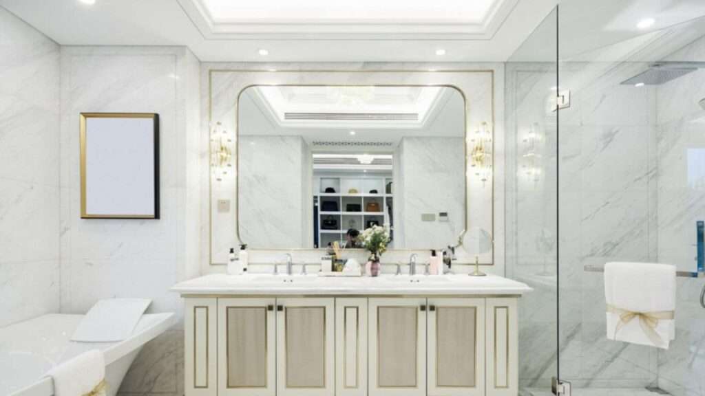 celebrity house, celebrity bathroom mirror