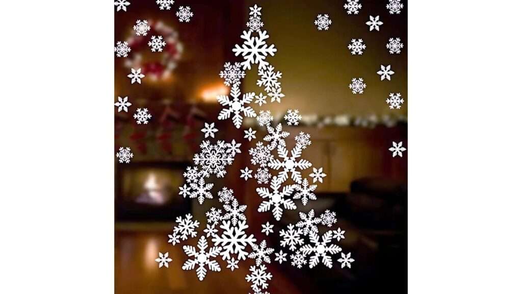 Snowflake Stickers or Decals on Mirror, decoration of mirror for Christmas