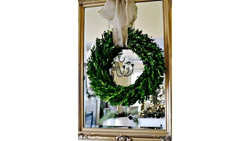 Wreath Above the Mirror, mirror decoration for Christmas