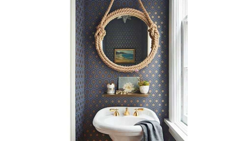 Rope Framed mirror, Rope Framed mirror in bathroom