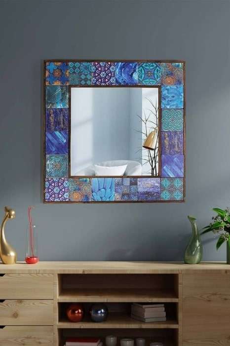 Mirror and Art Fusion on Livingroom Wall